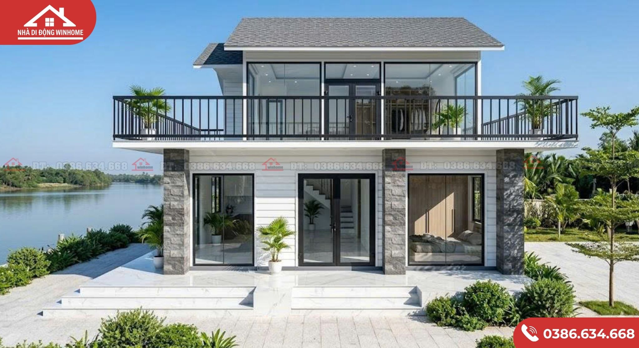 Villa Lắp Ghép Nghỉ Dưỡng Ven Hồ 2 Tầng 190m2 - Image 2