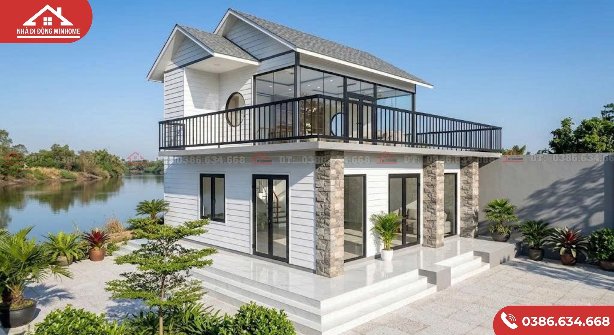 Villa Lắp Ghép Nghỉ Dưỡng Ven Hồ 2 Tầng 190m2 - Image 3