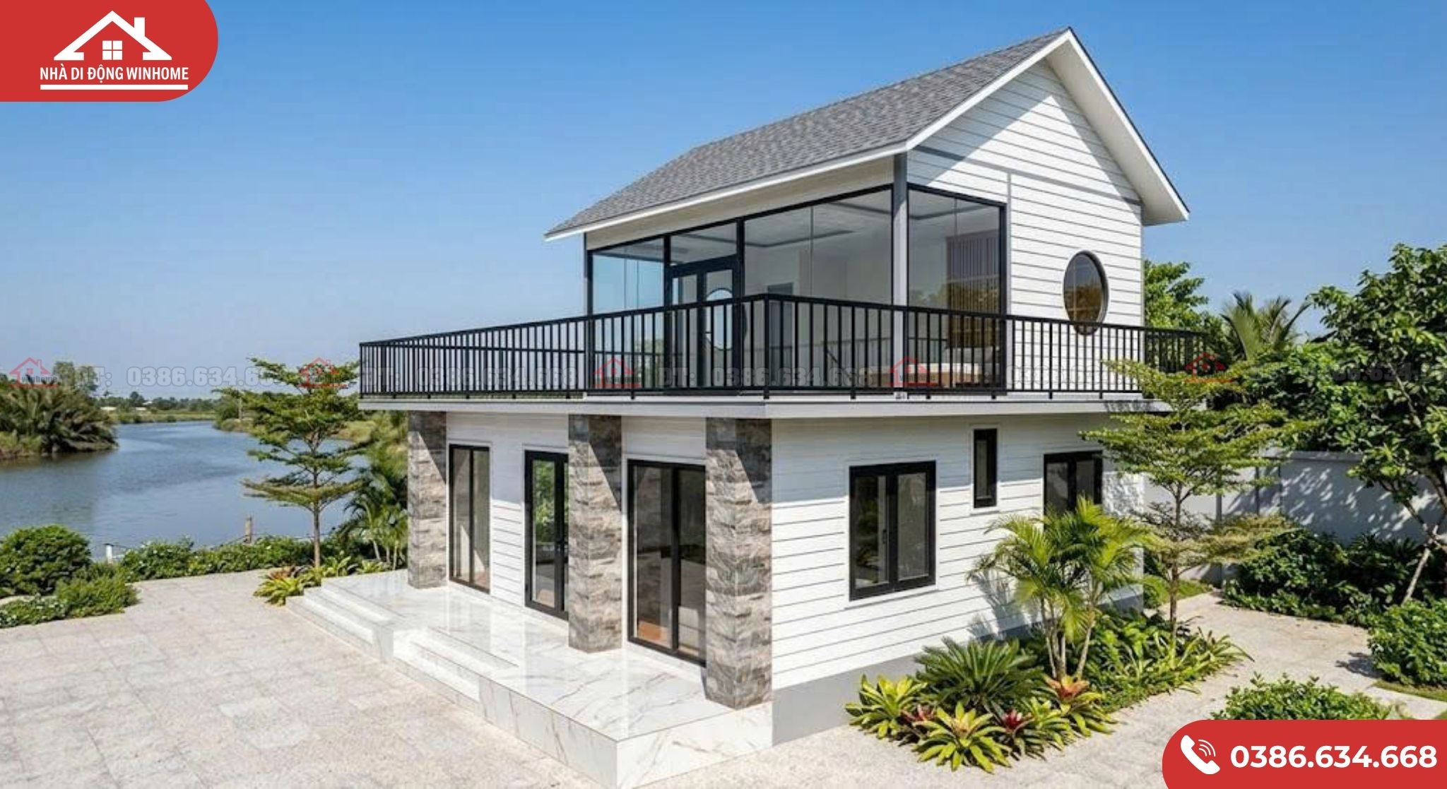 Villa Lắp Ghép Nghỉ Dưỡng Ven Hồ 2 Tầng 190m2 - Image 4