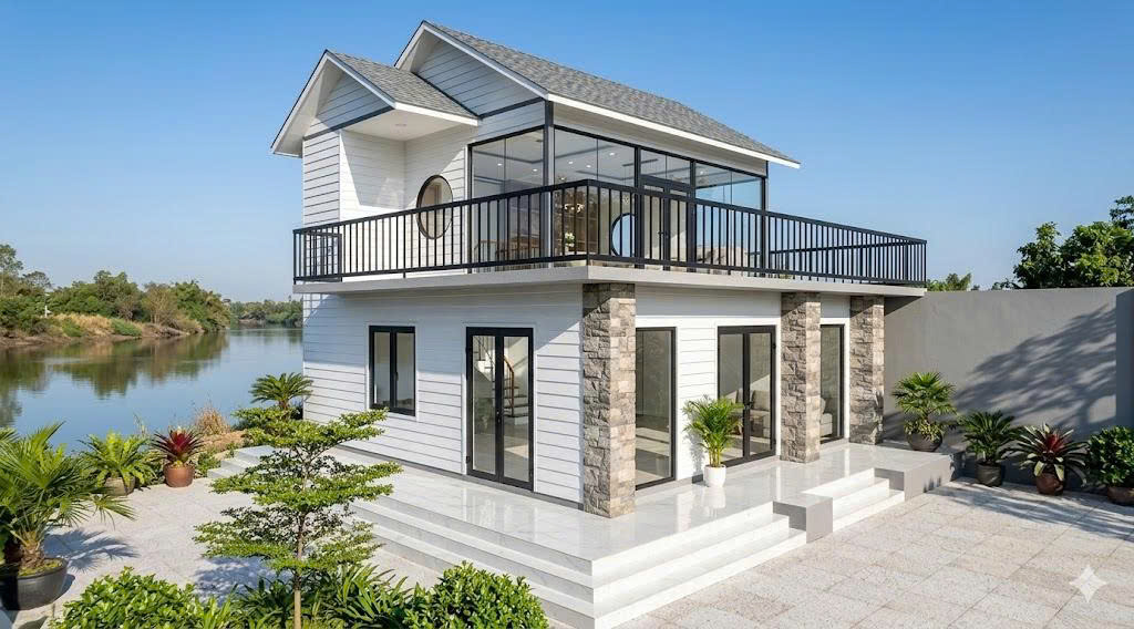 Villa Lắp Ghép Nghỉ Dưỡng Ven Hồ 2 Tầng 190m2