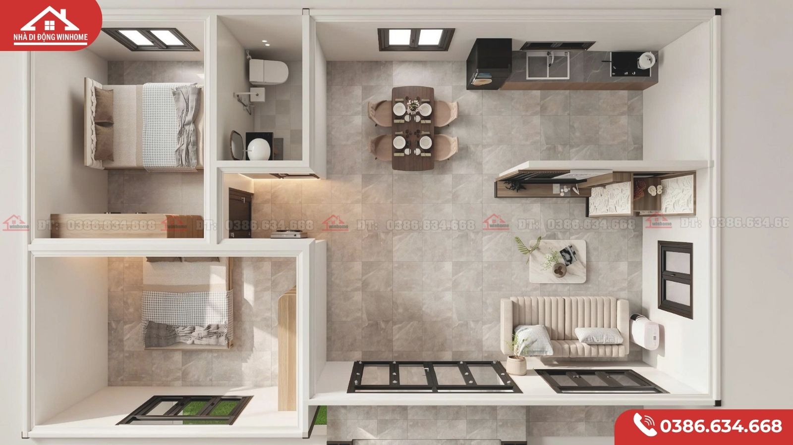 Mẫu Nhà Lắp Ghép 50m² – 2 Phòng Ngủ Tiện Nghi Cho Gia Đình Nhỏ - Image 3