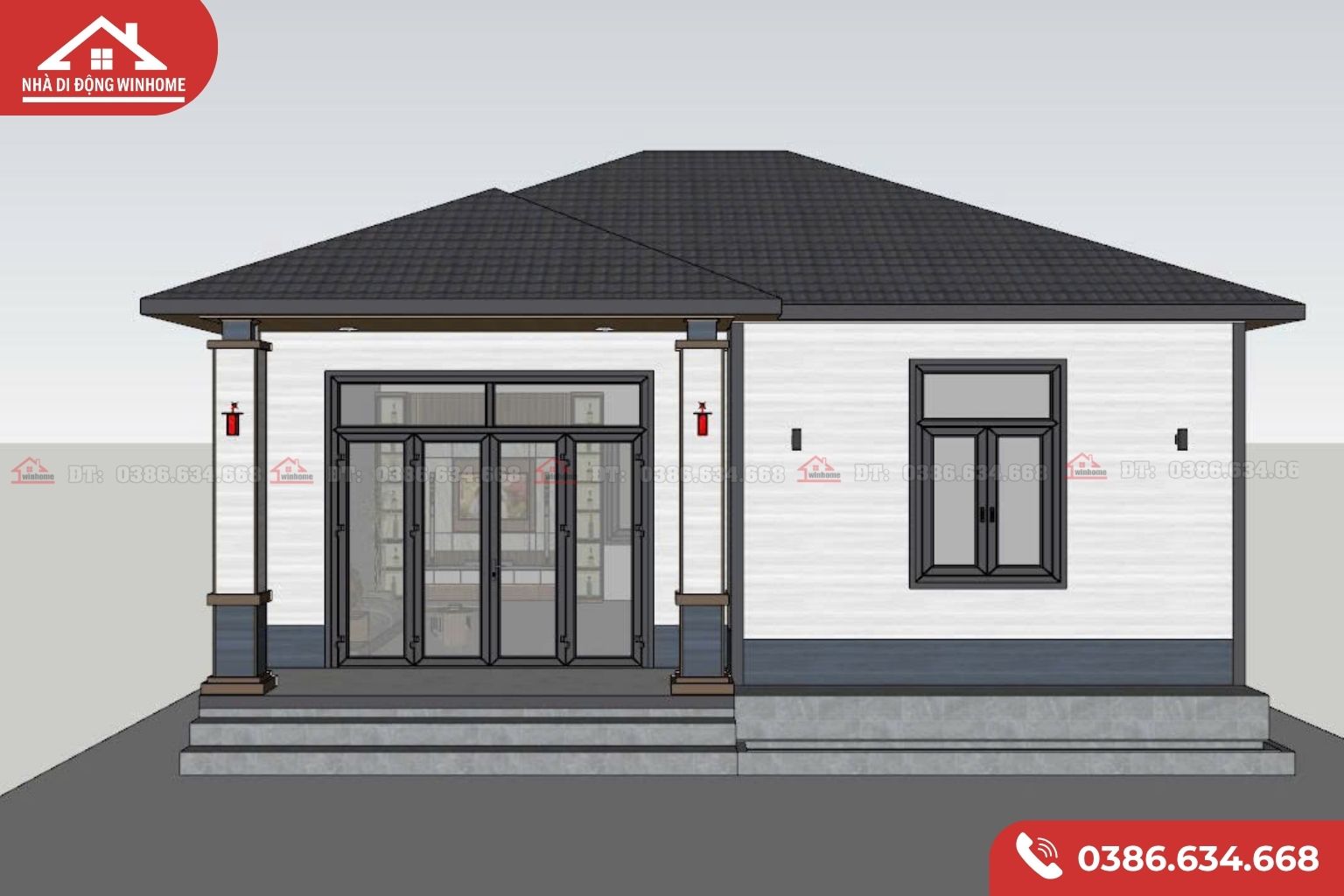 Nhà Lắp Ghép 59,5m² (8,5 x 7m) – 2 Phòng Ngủ, 2 WC | Thi Công Trong 12 Ngày