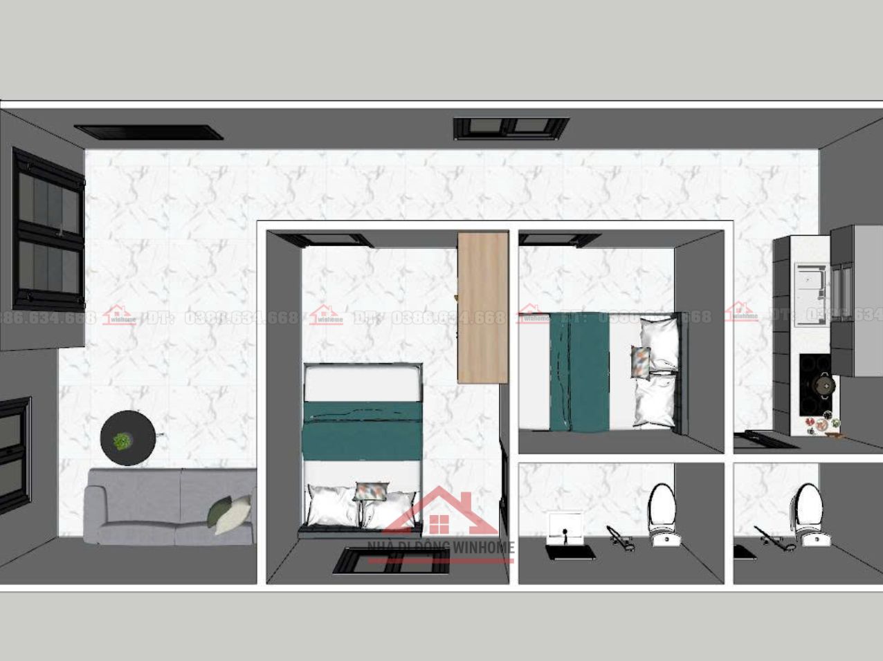 Nhà lắp ghép 54m² – Thiết kế nhỏ gọn, đầy đủ tiện nghi, thi công chỉ 10 ngày - Image 6