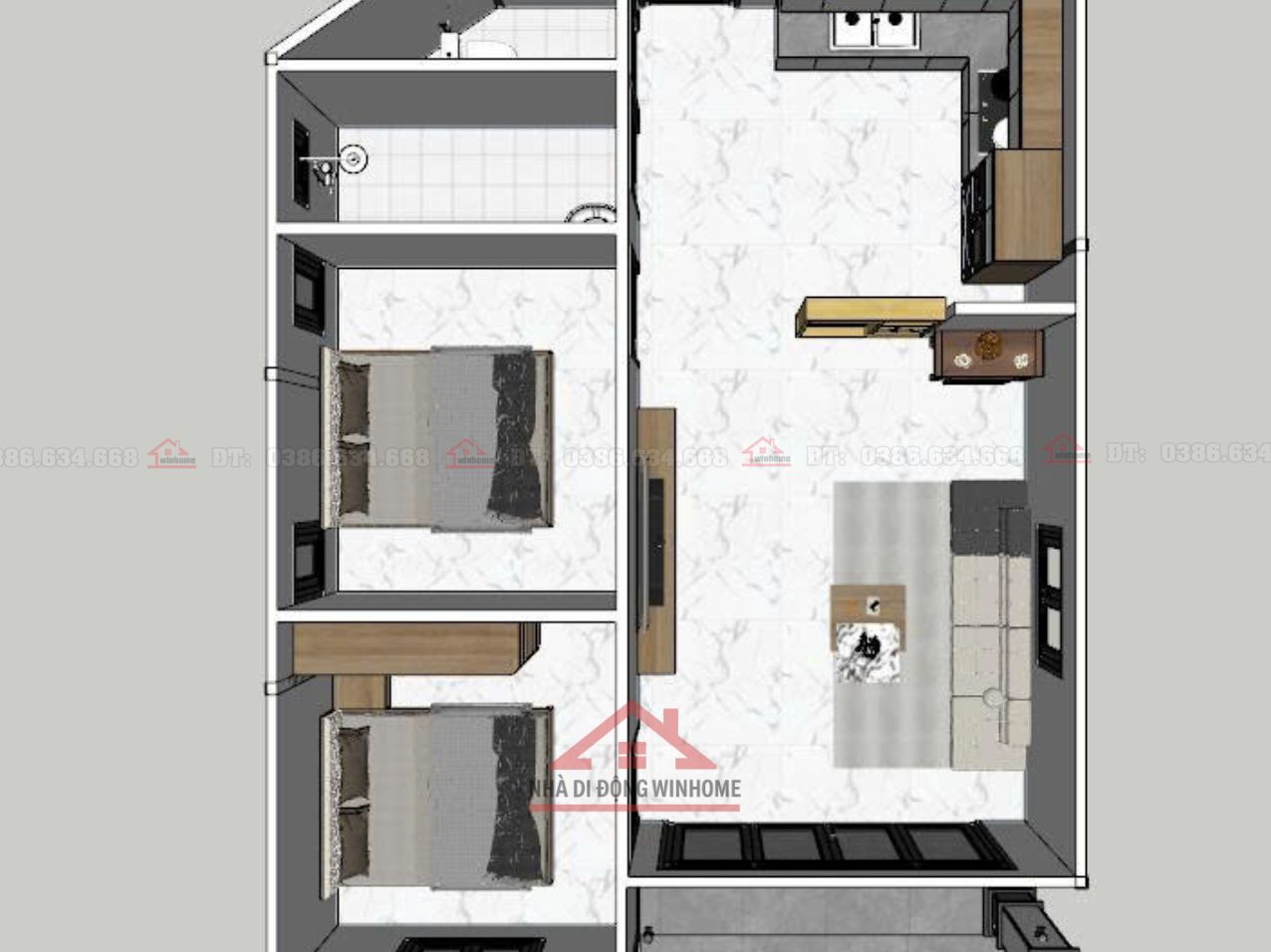 Nhà lắp ghép 62m² – Thiết kế tối ưu cho gia đình 3-5 thành viên, thi công chỉ 12 ngày - Image 4