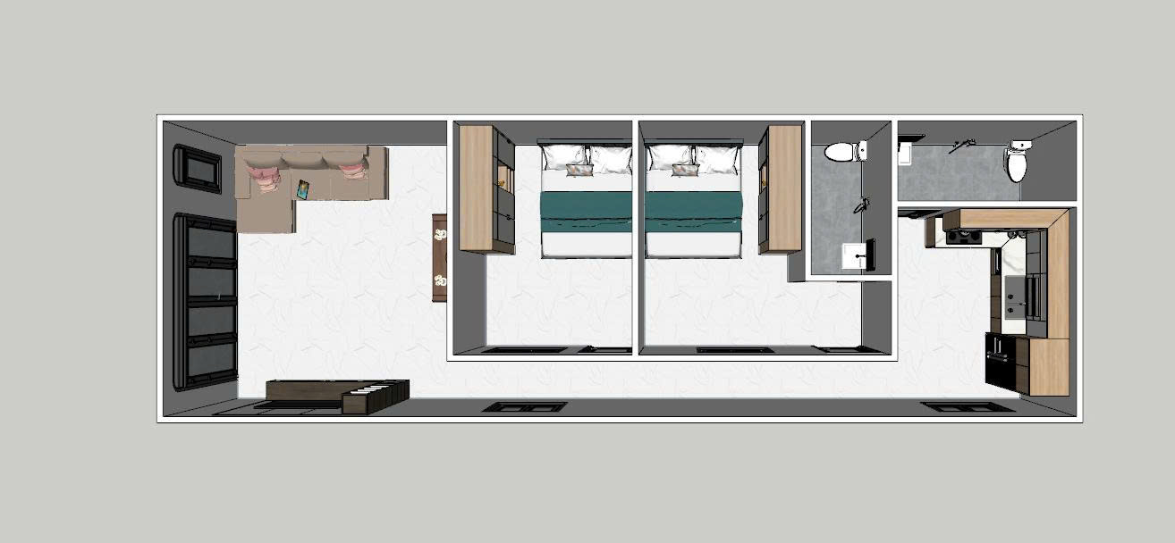 Nhà lắp ghép dạng nhà ống 5×15m – 1 phòng ngủ, 2 vệ sinh - Image 4