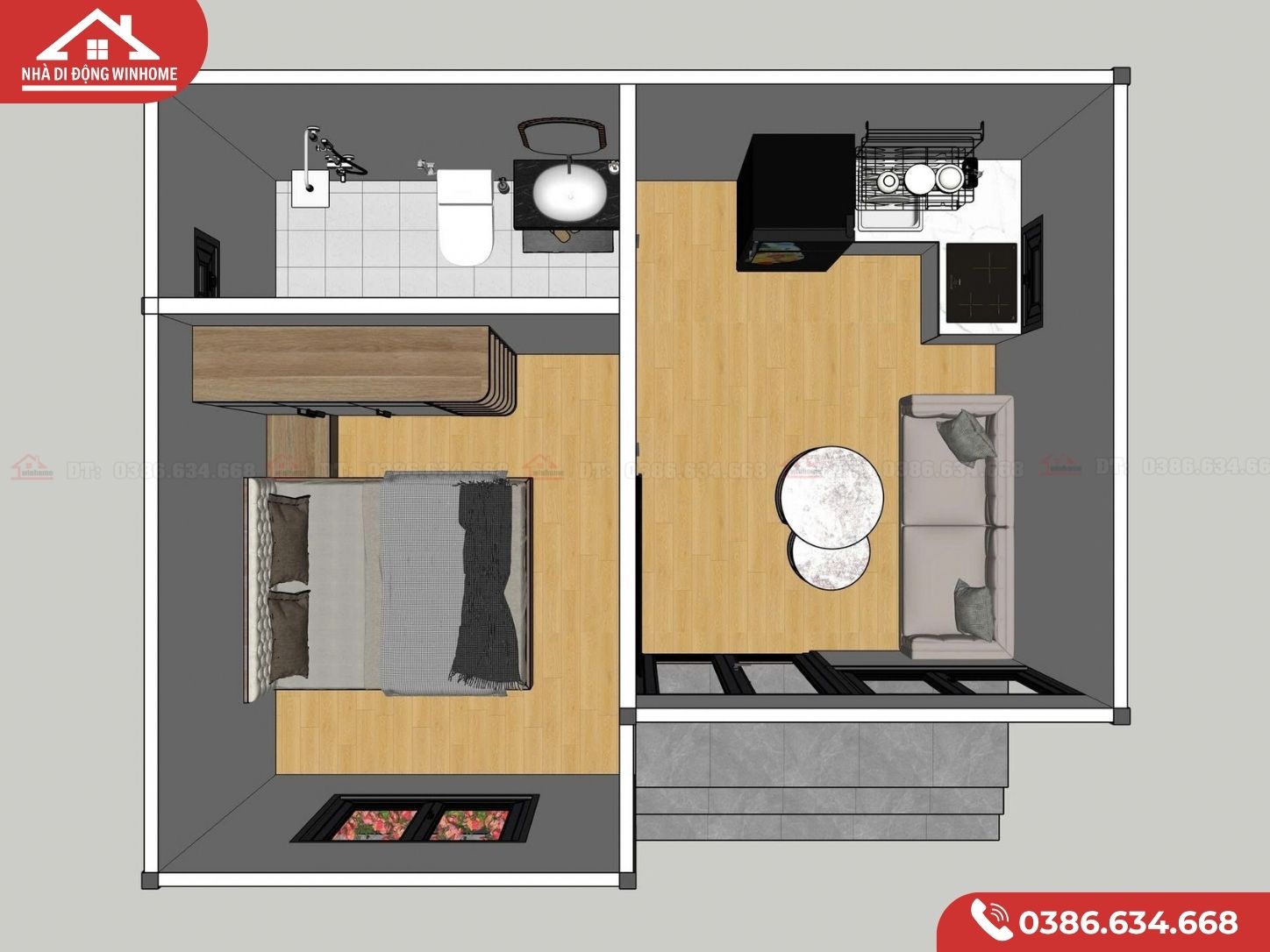 Thiết kế nhà lắp ghép 6×5m – 1 phòng ngủ, đầy đủ công năng - Image 5