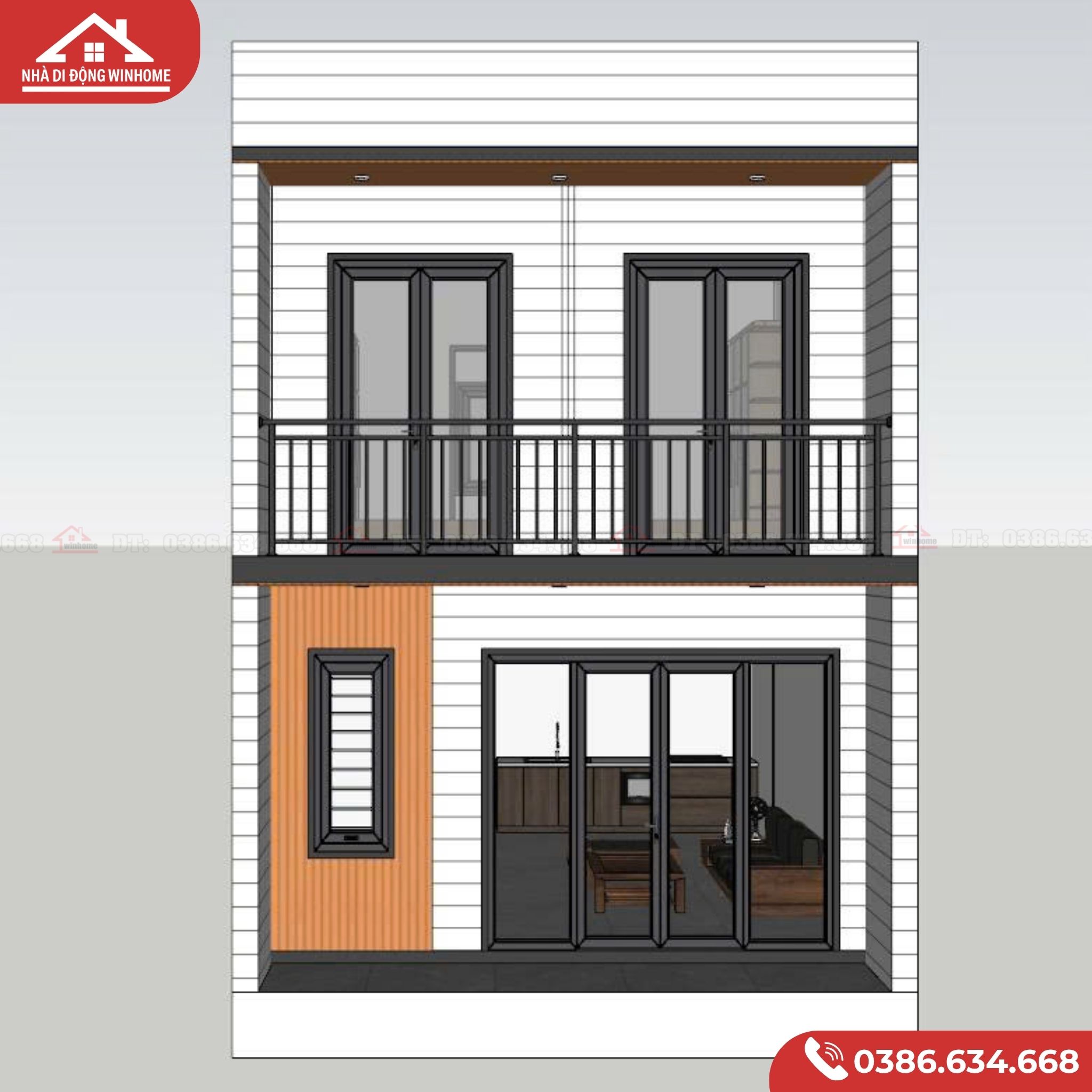 Thiết kế nhà lắp ghép 2 tầng 11m × 5,2m – Tối ưu không gian cho gia đình